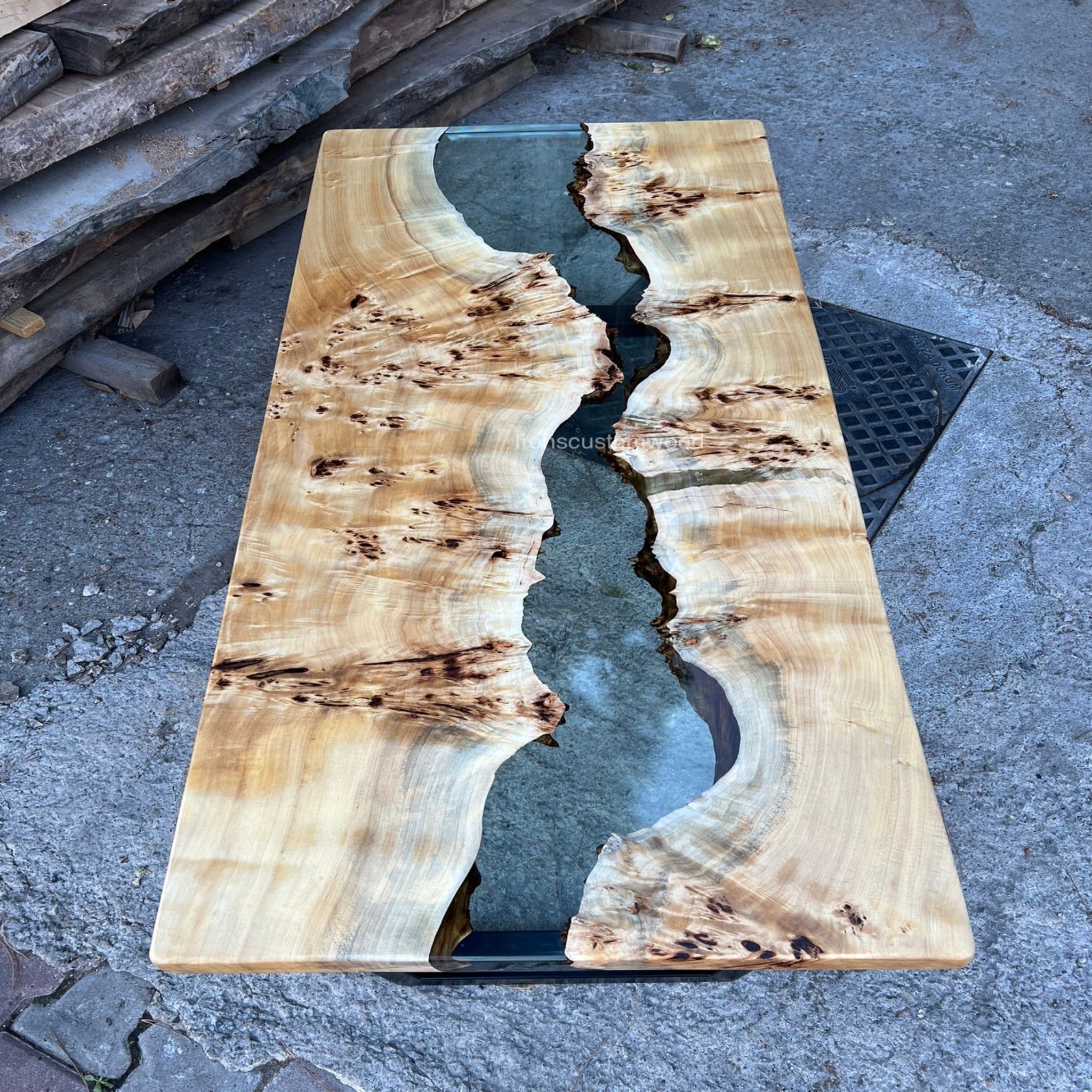 Clear Epoxy Coffee Table - wood and resin coffee table - Iron's Custom Wood