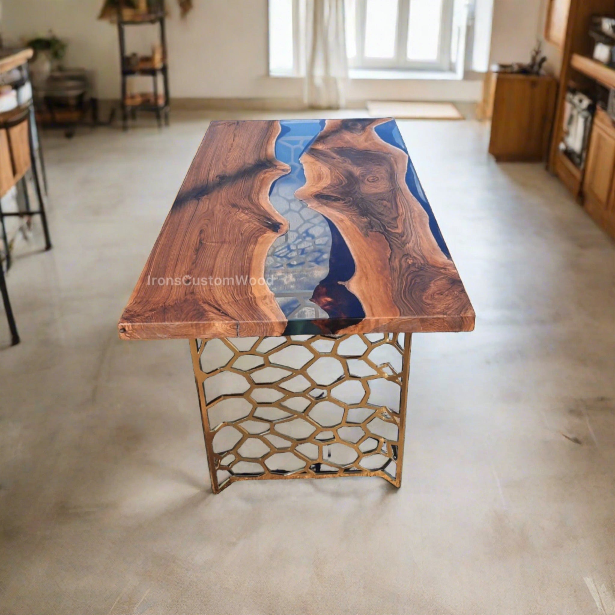 Custom Clear Live Edge Epoxy Walnut Dining Table - Kitchen & Dining Room Tables - Iron's Custom Wood