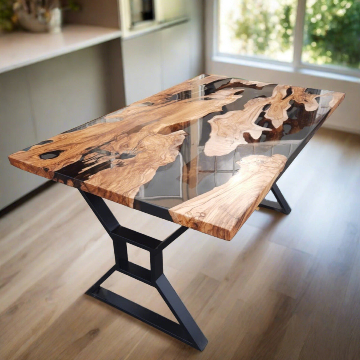 Custom Live Edge Epoxy Resin Dining Table
