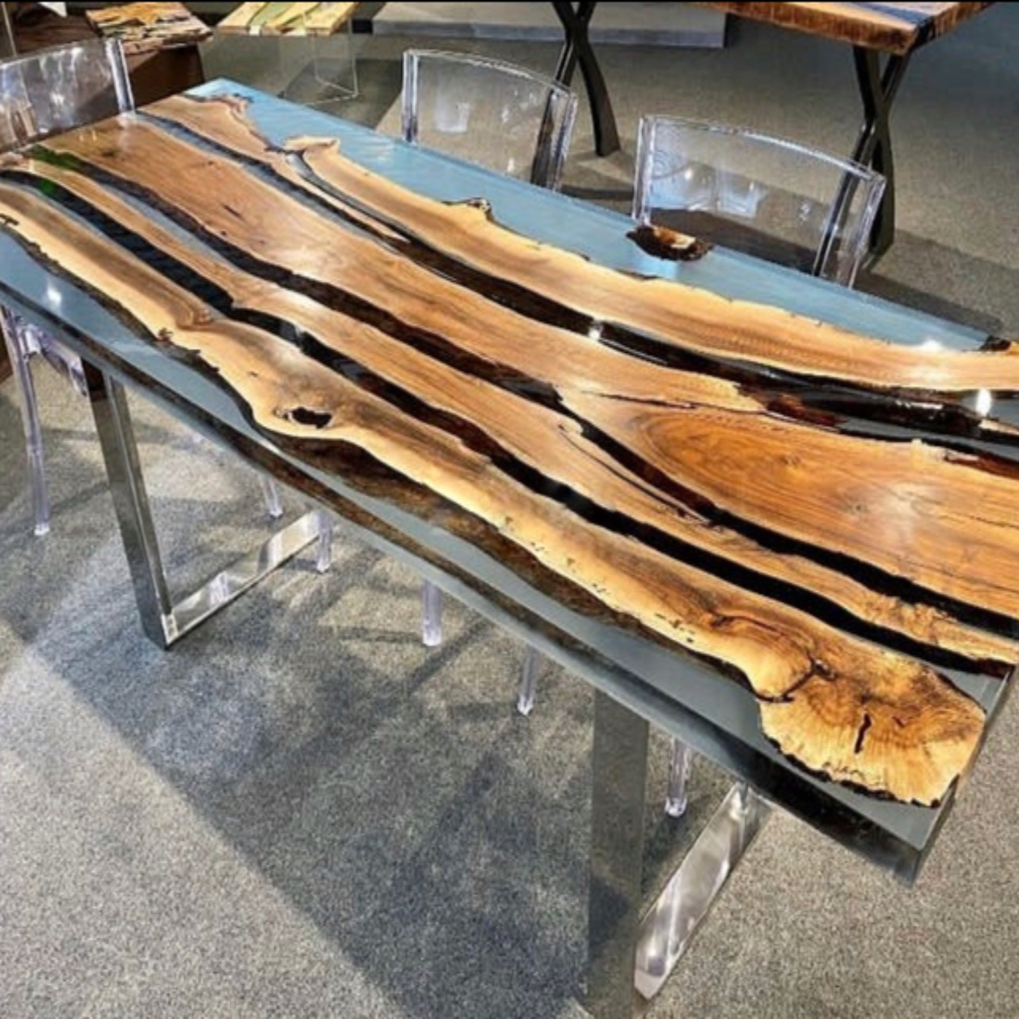 Custom Live edge Epoxy Table - Iron's Custom Wood