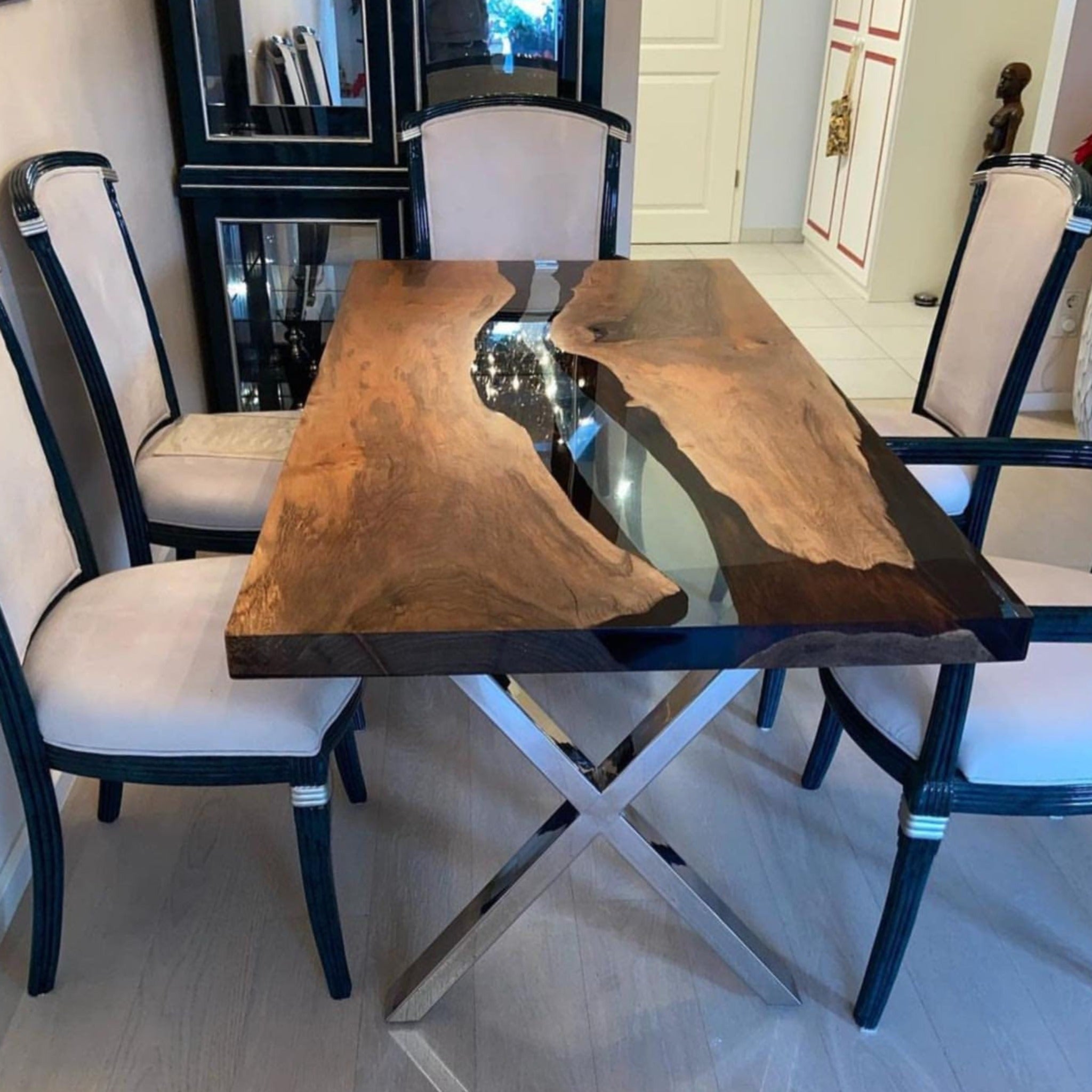 Custom Made Epoxy Table with Clear Resin - Iron's Custom Wood