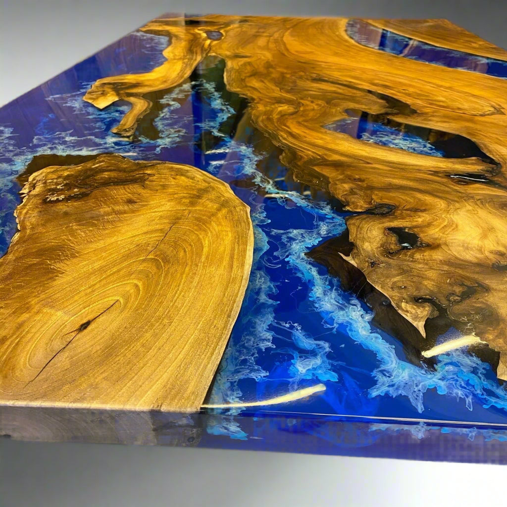 Custom Ocean Table, Epoxy Resin Table, Epoxy Dining Table, Live edge Walnut Table - Kitchen & Dining Room Tables - Iron's Custom Wood