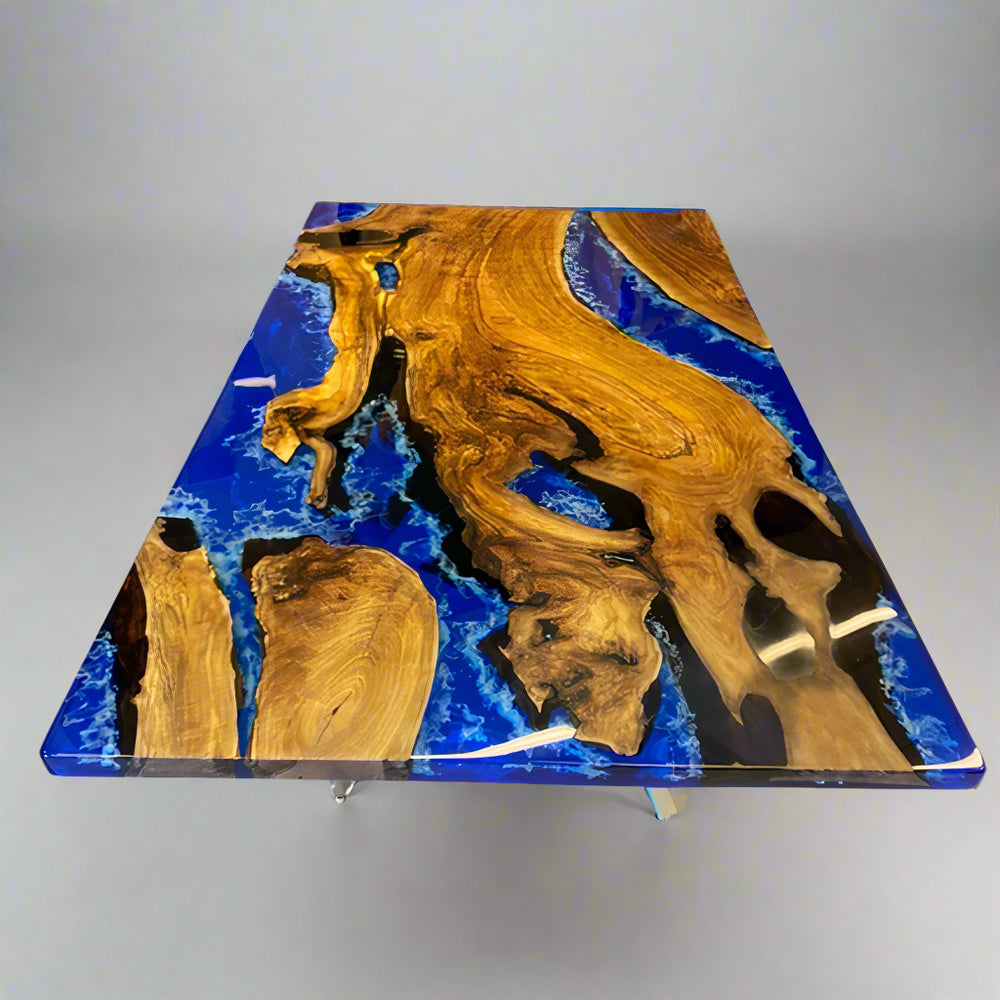 Custom Ocean Table, Epoxy Resin Table, Epoxy Dining Table, Live edge W