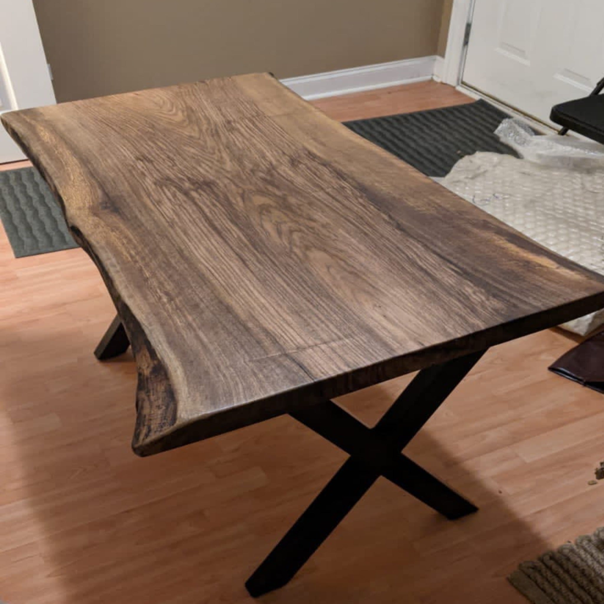 Custom Walnut Office Wood Desk - Iron's Custom Wood