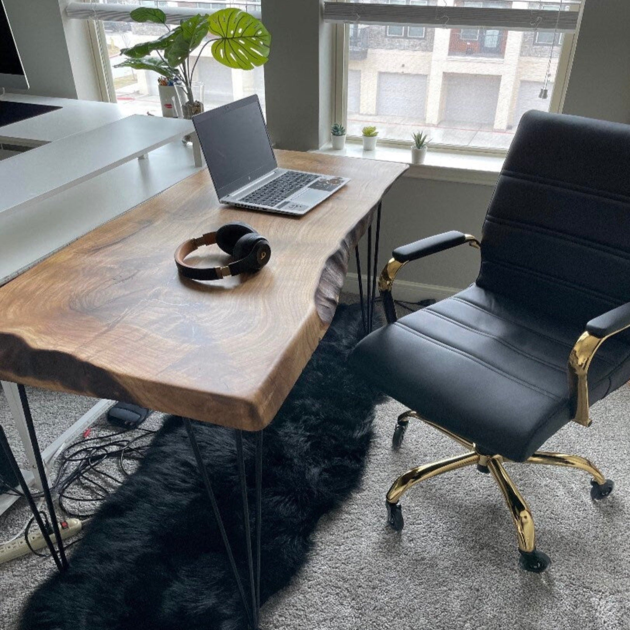 Custom Walnut Office Wood Desk - Iron's Custom Wood