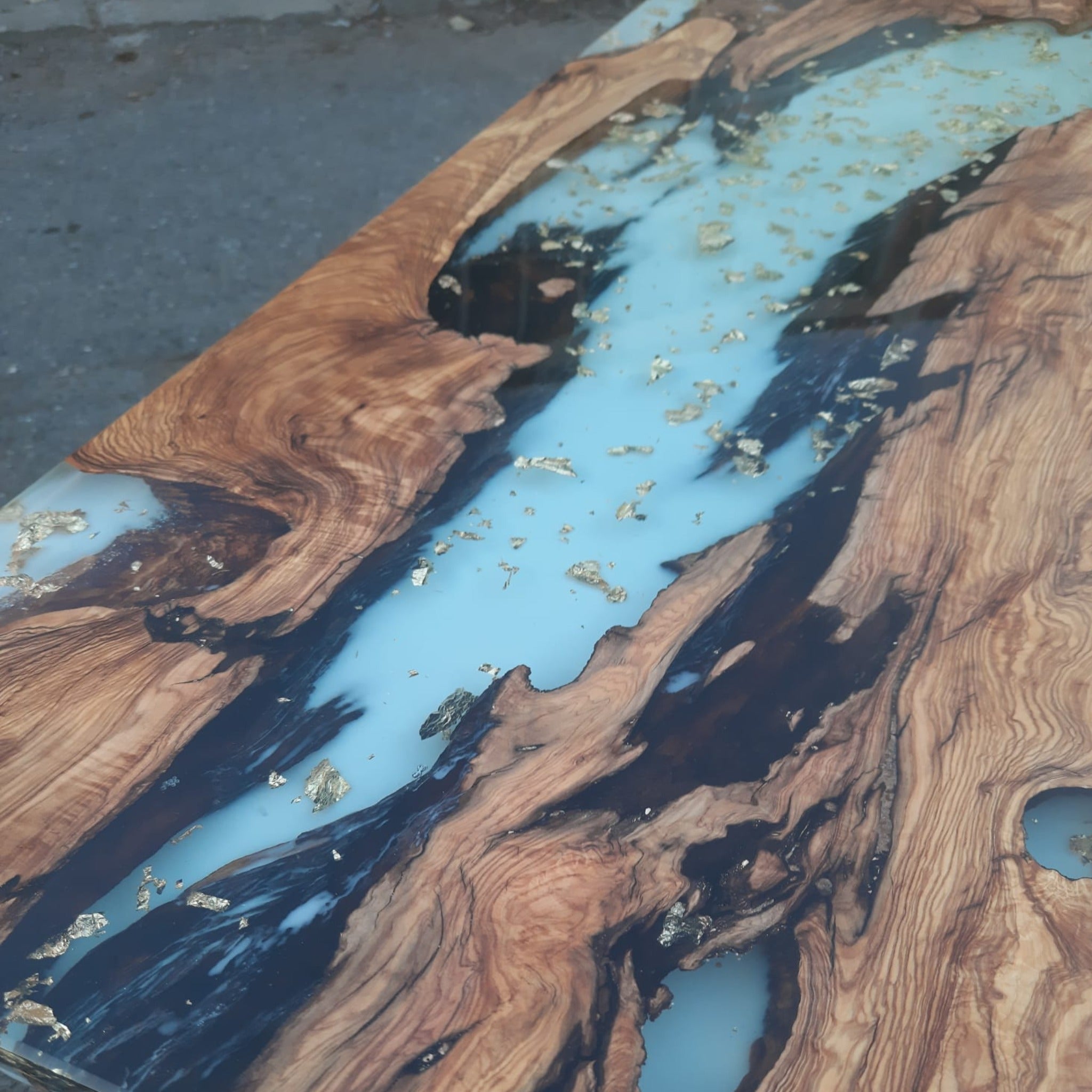 Custom White Epoxy Resin Table - Iron's Custom Wood