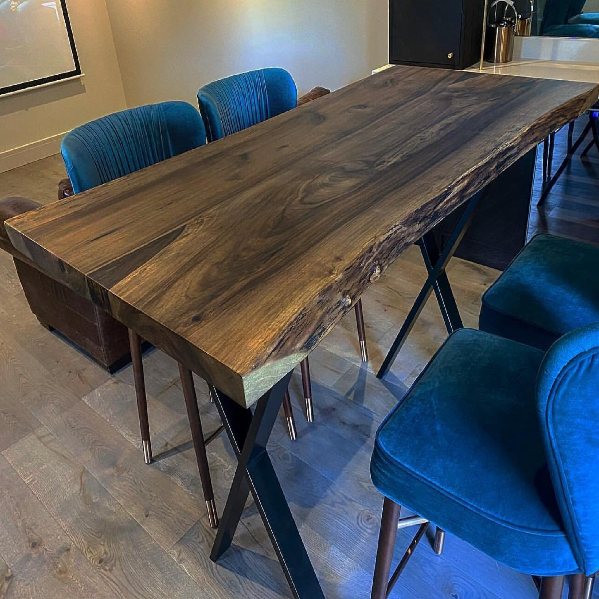 Dark Walnut Live Edge Table - Kitchen & Dining Room Tables - Iron's Custom Wood