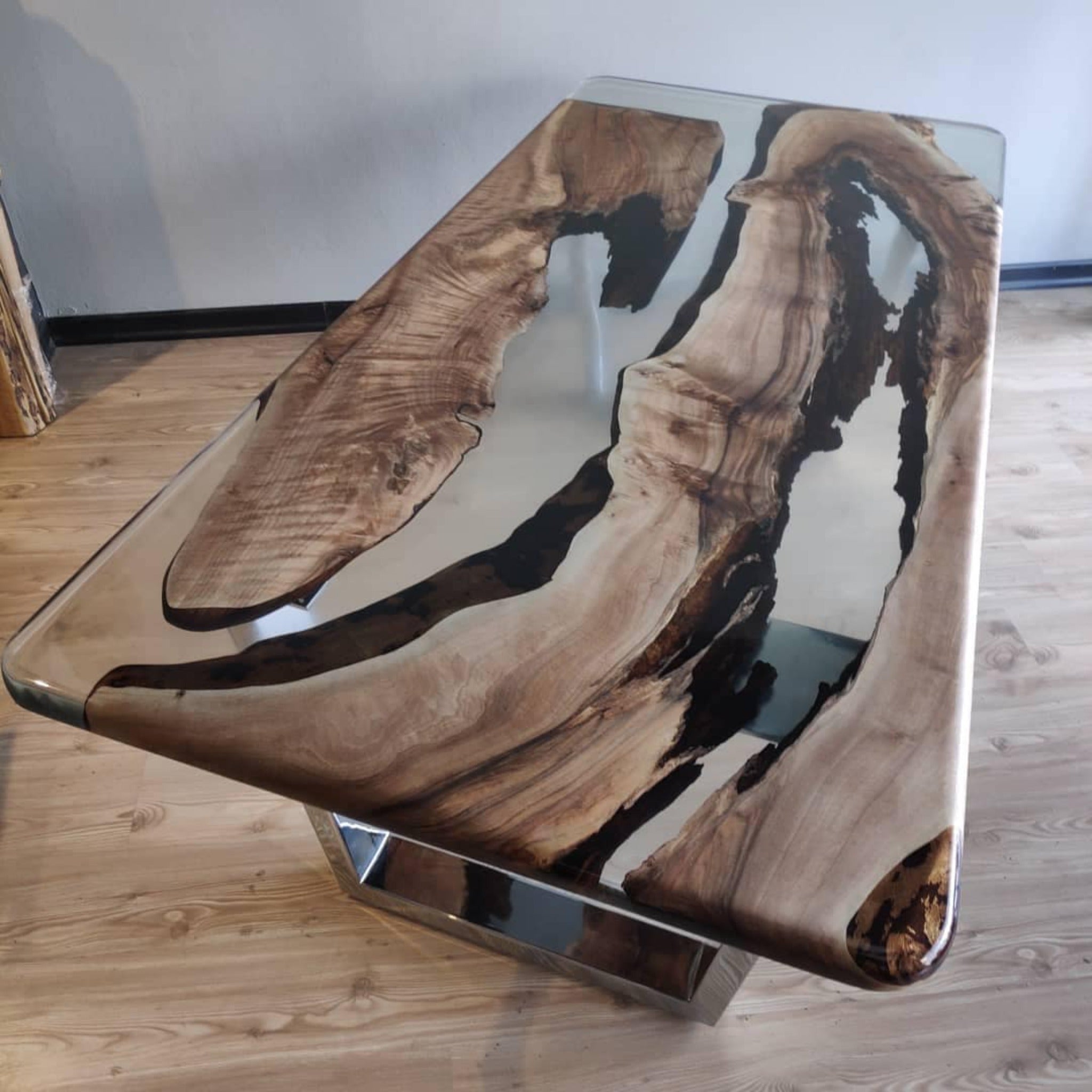 Epoxy Coffee Table with Clear Resin River - Coffee table - Iron's Custom Wood