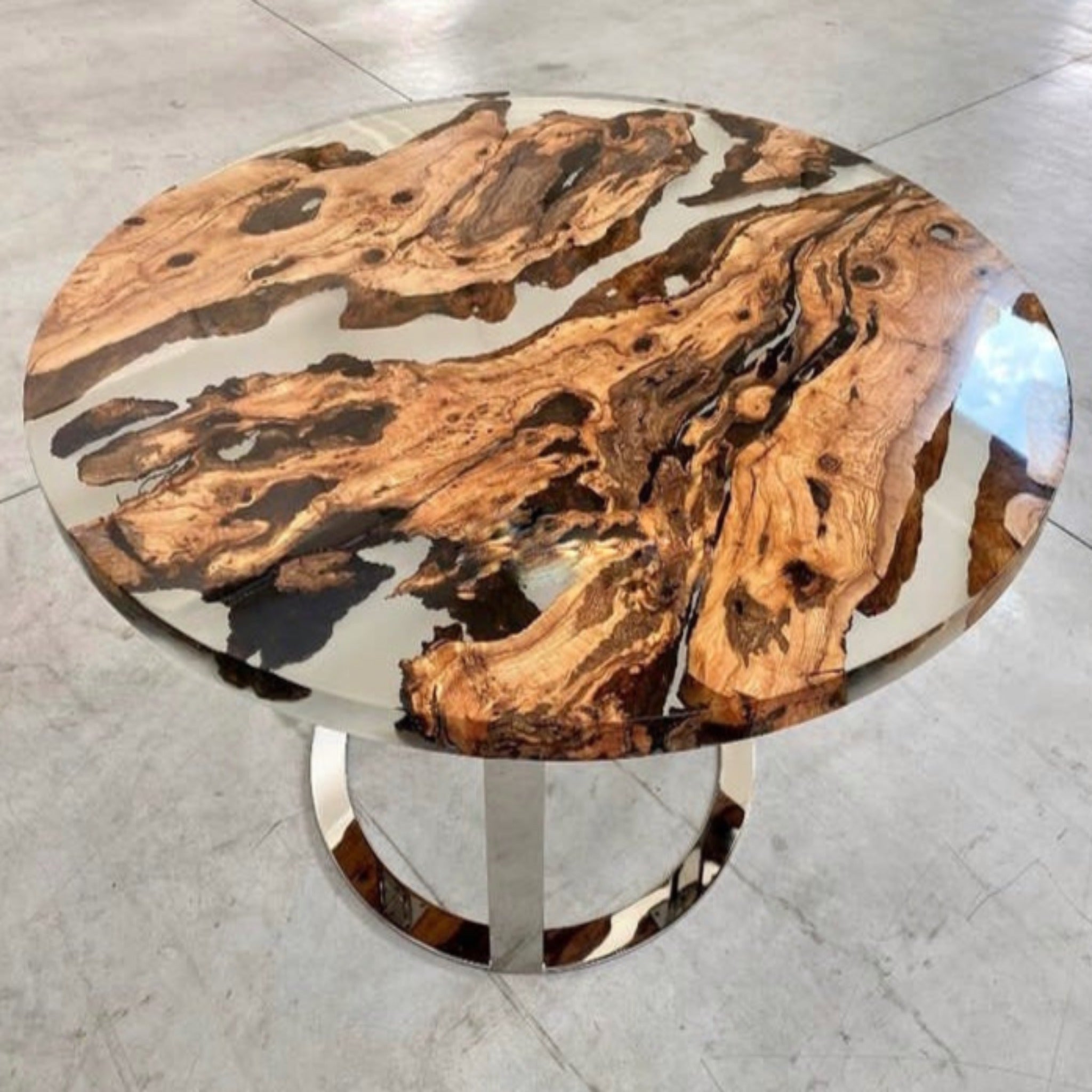 Epoxy Olive Wood Table - Iron's Custom Wood