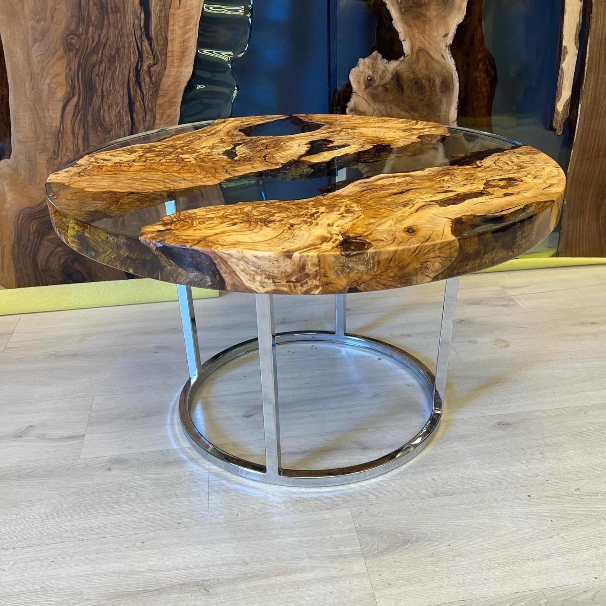 Epoxy Olive Wood Table - Iron's Custom Wood