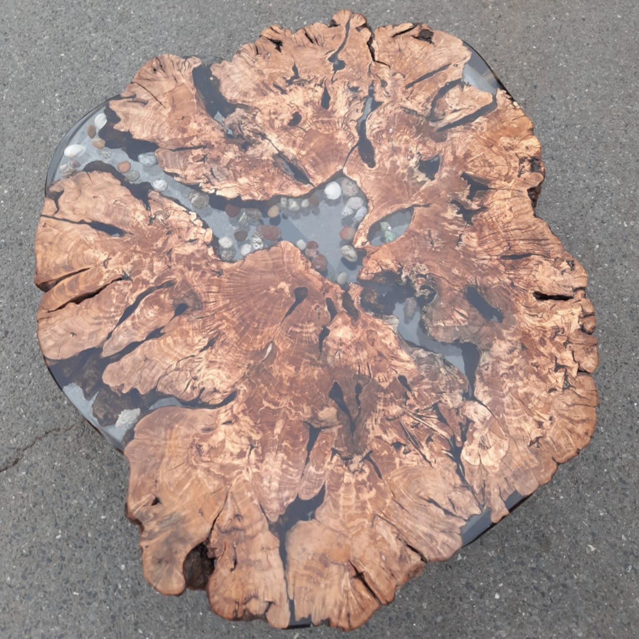 Epoxy River Rock Resin Coffee Table - Coffee table - Iron's Custom Wood