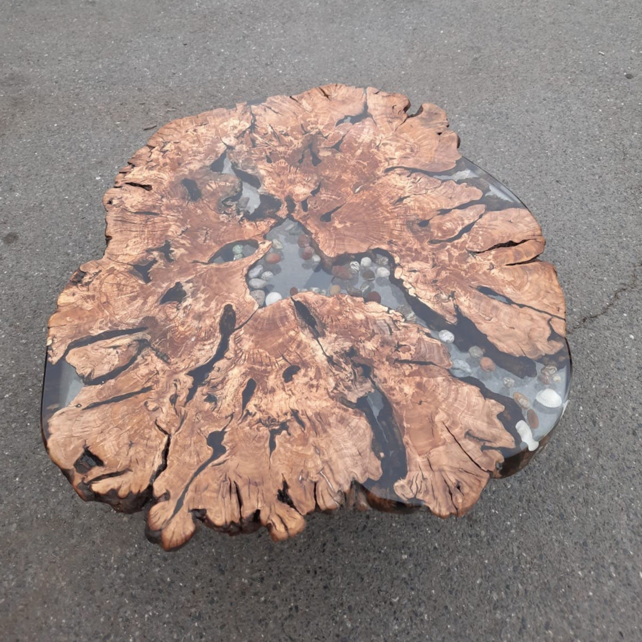 Epoxy River Rock Resin Coffee Table - Coffee table - Iron's Custom Wood