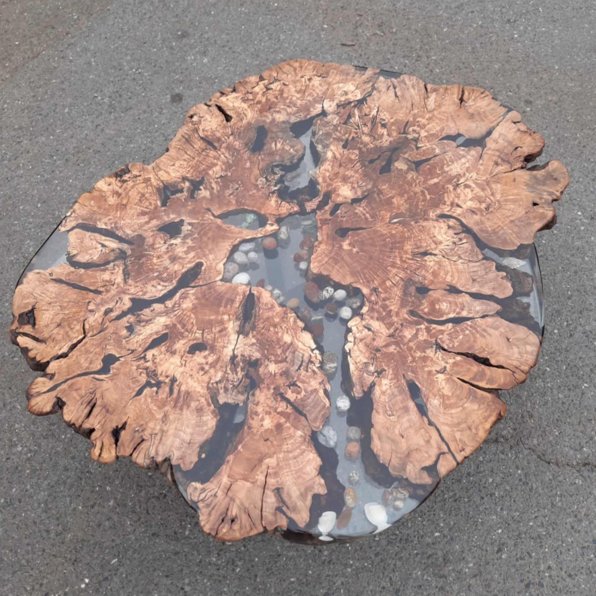 Epoxy River Rock Resin Coffee Table - Coffee table - Iron's Custom Wood