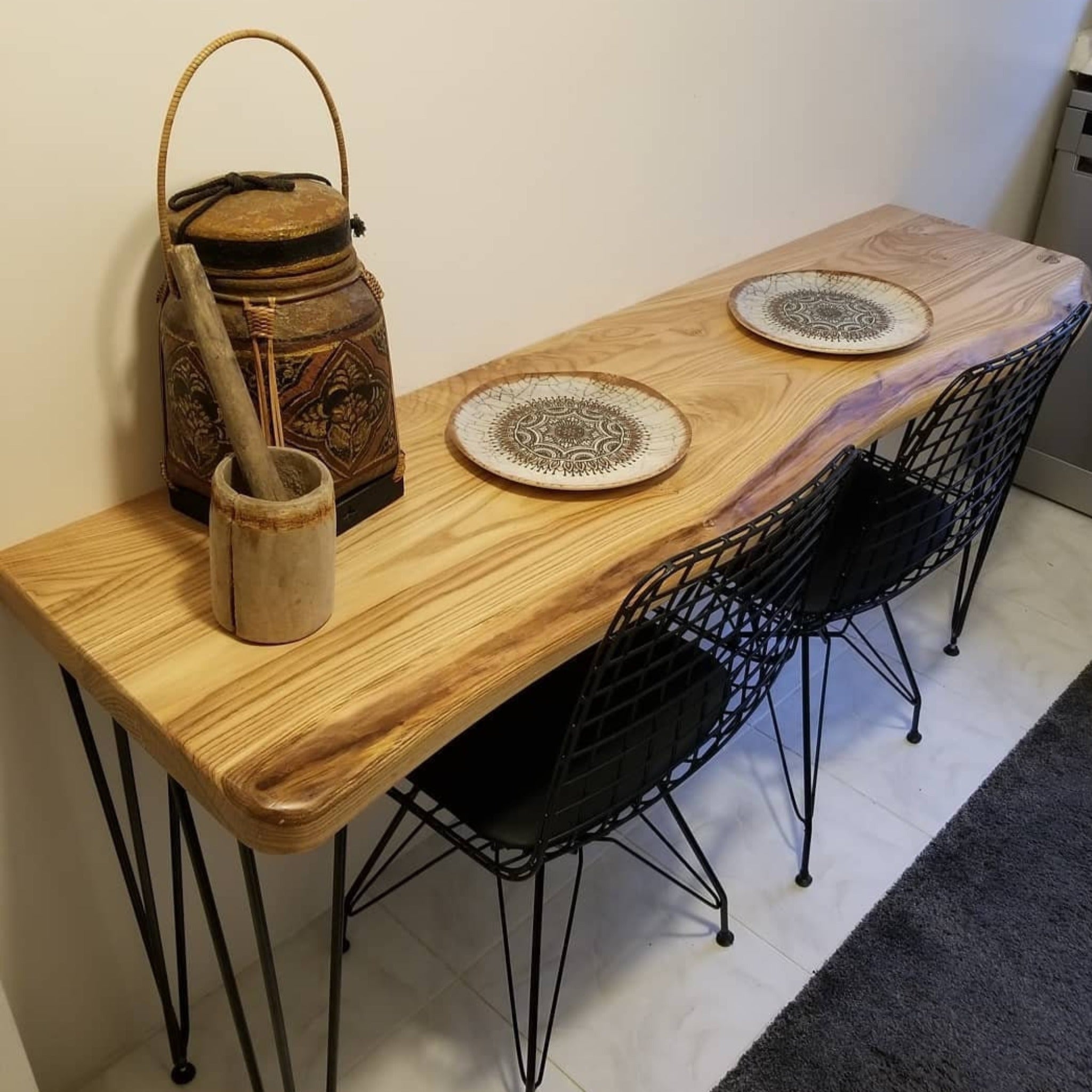 Wood Console Table Custom Live Edge Walnut