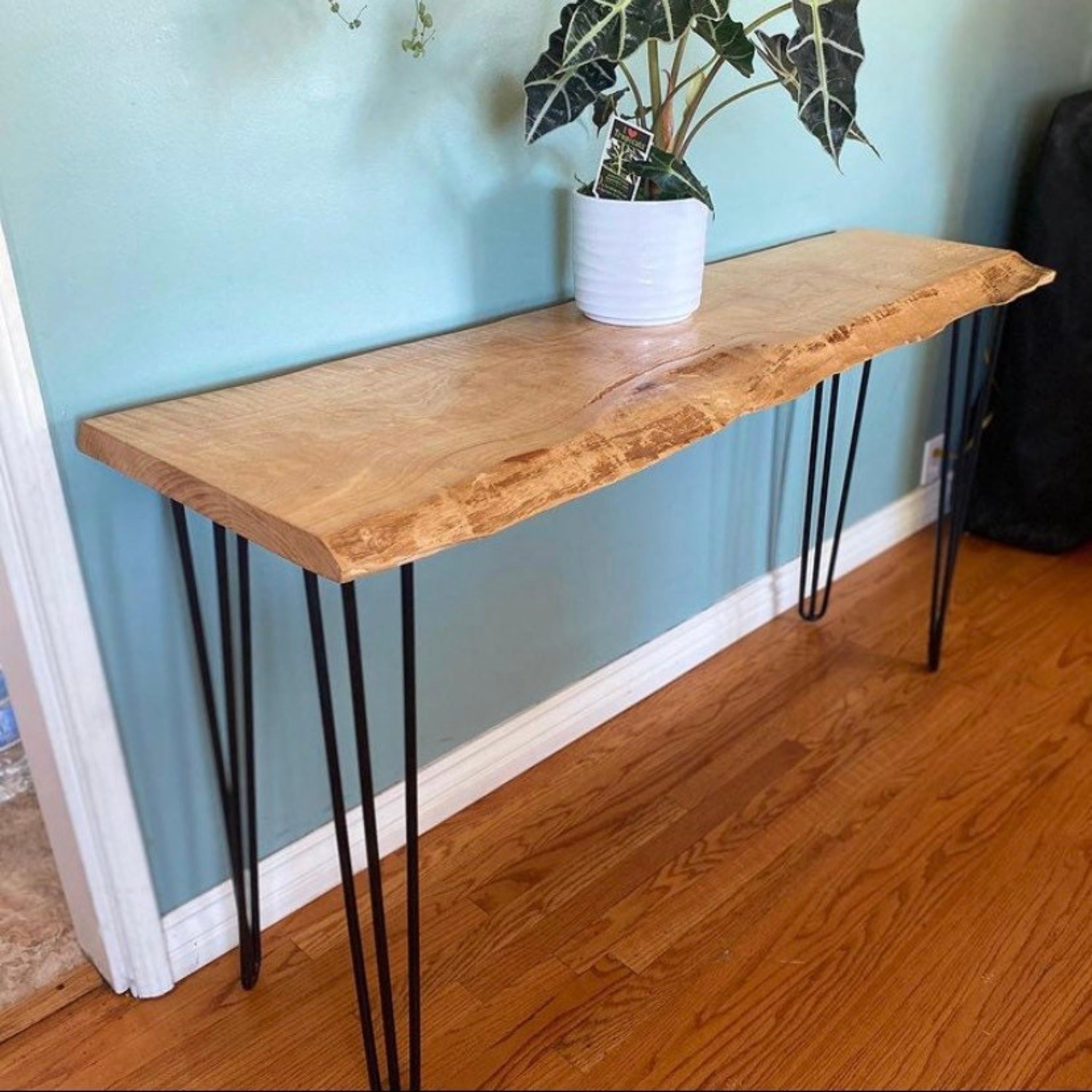 Wood Console Table Custom Live Edge Walnut