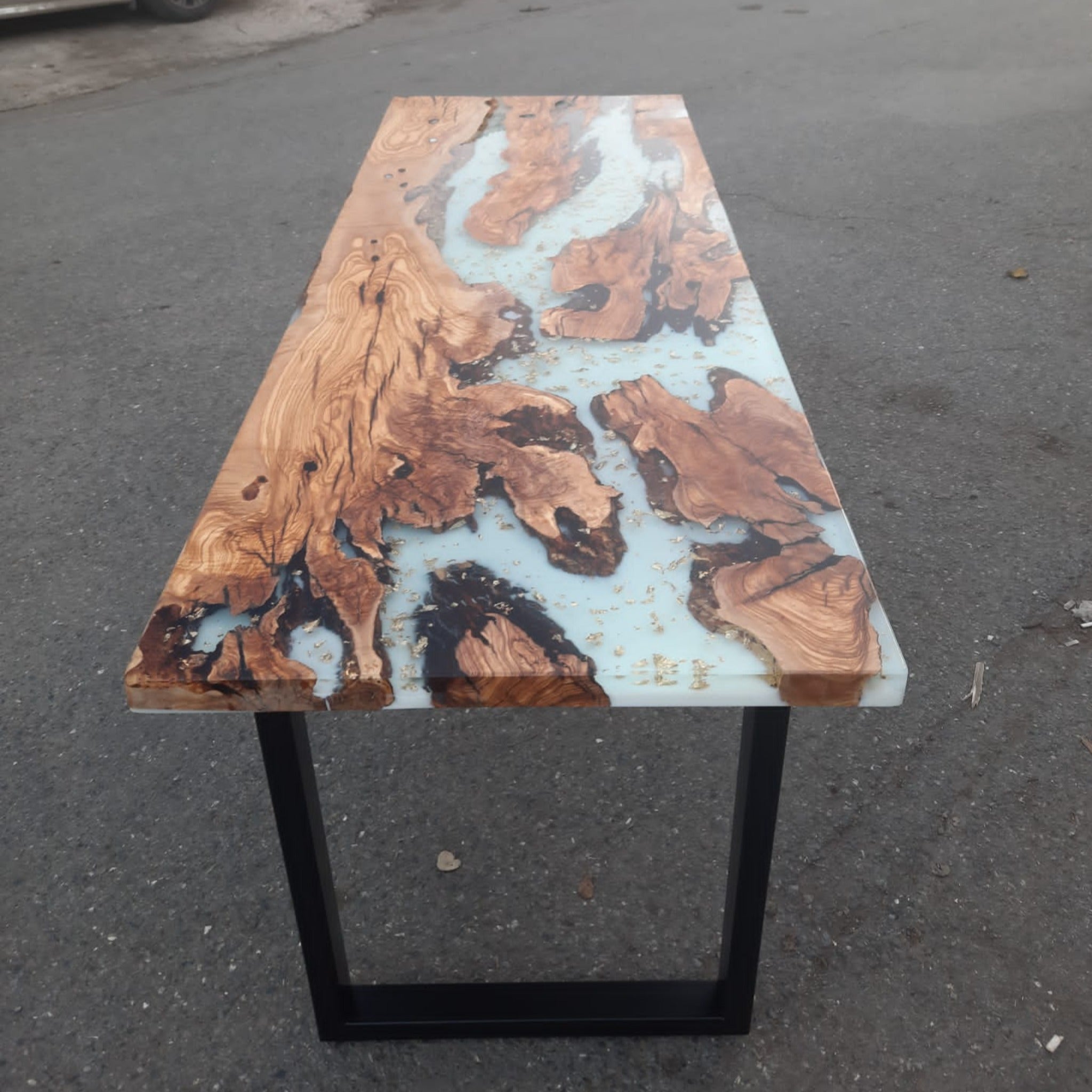 White epoxy online coffee table