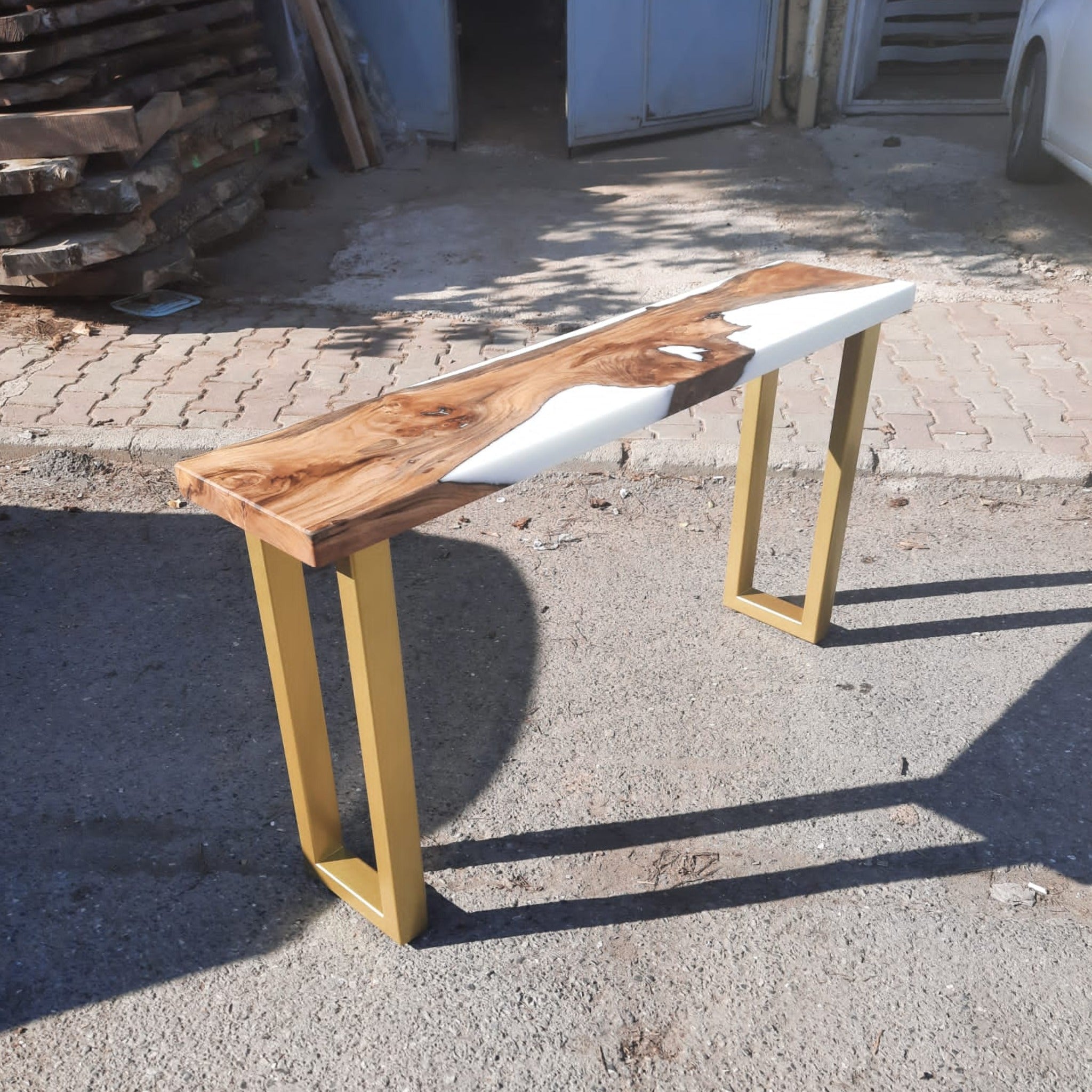 Walnut console table