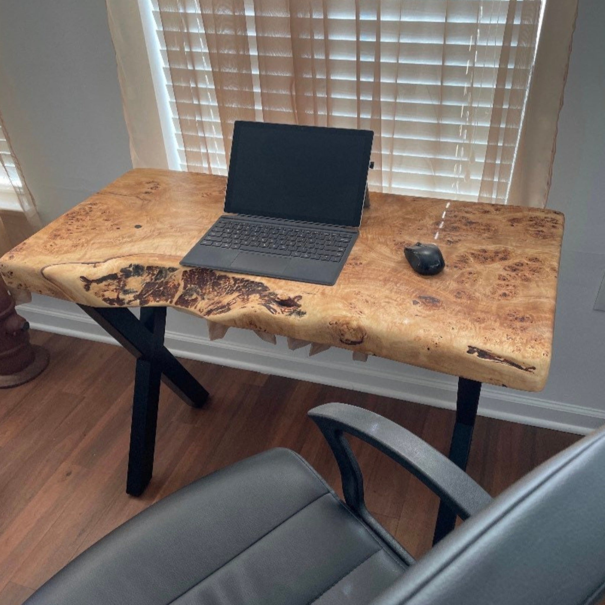 Live edge Wood Custom Office Desk - Iron's Custom Wood