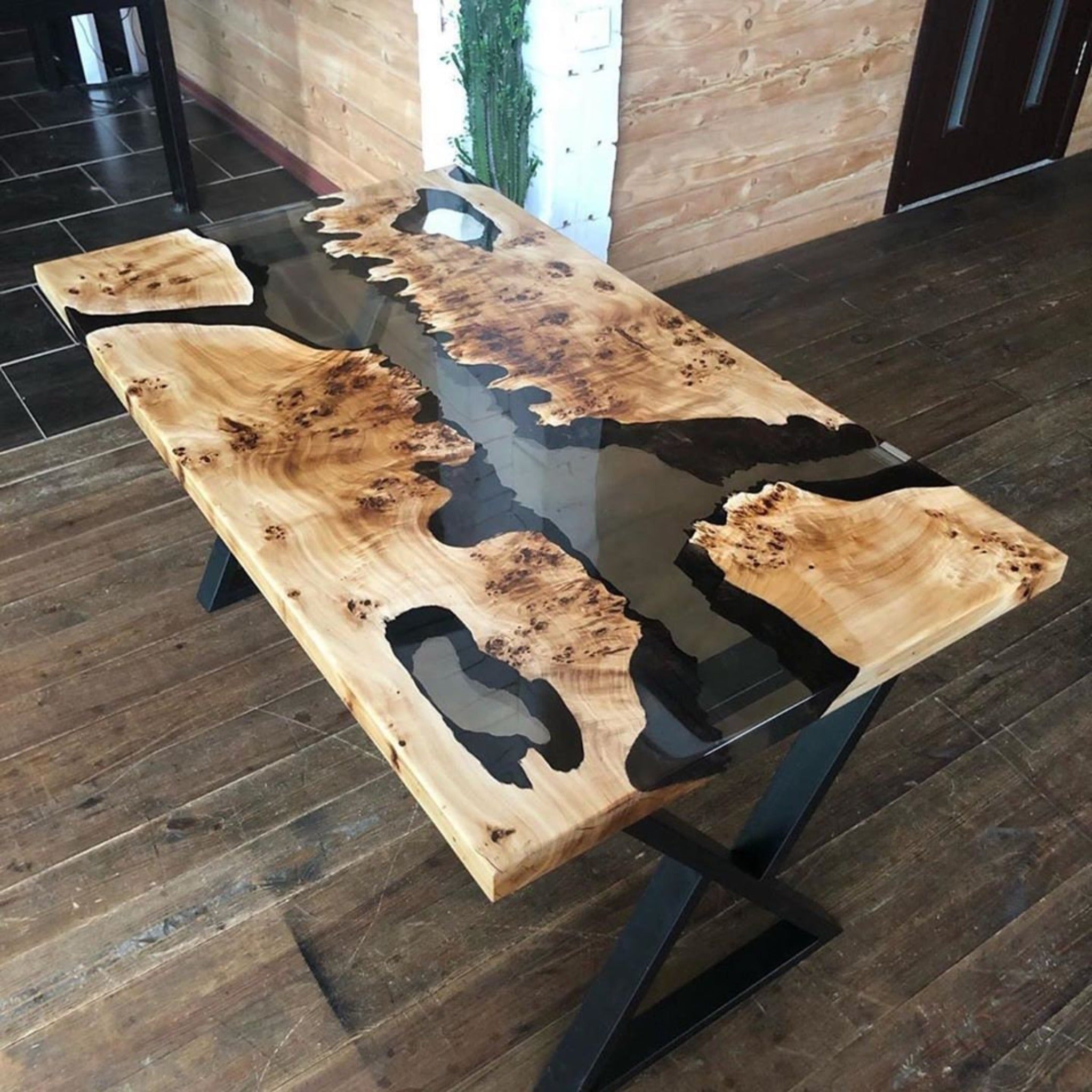 Mappa Burl Epoxy Table, Made to order Epoxy Resin Dining Table - Coffee table - Iron's Custom Wood