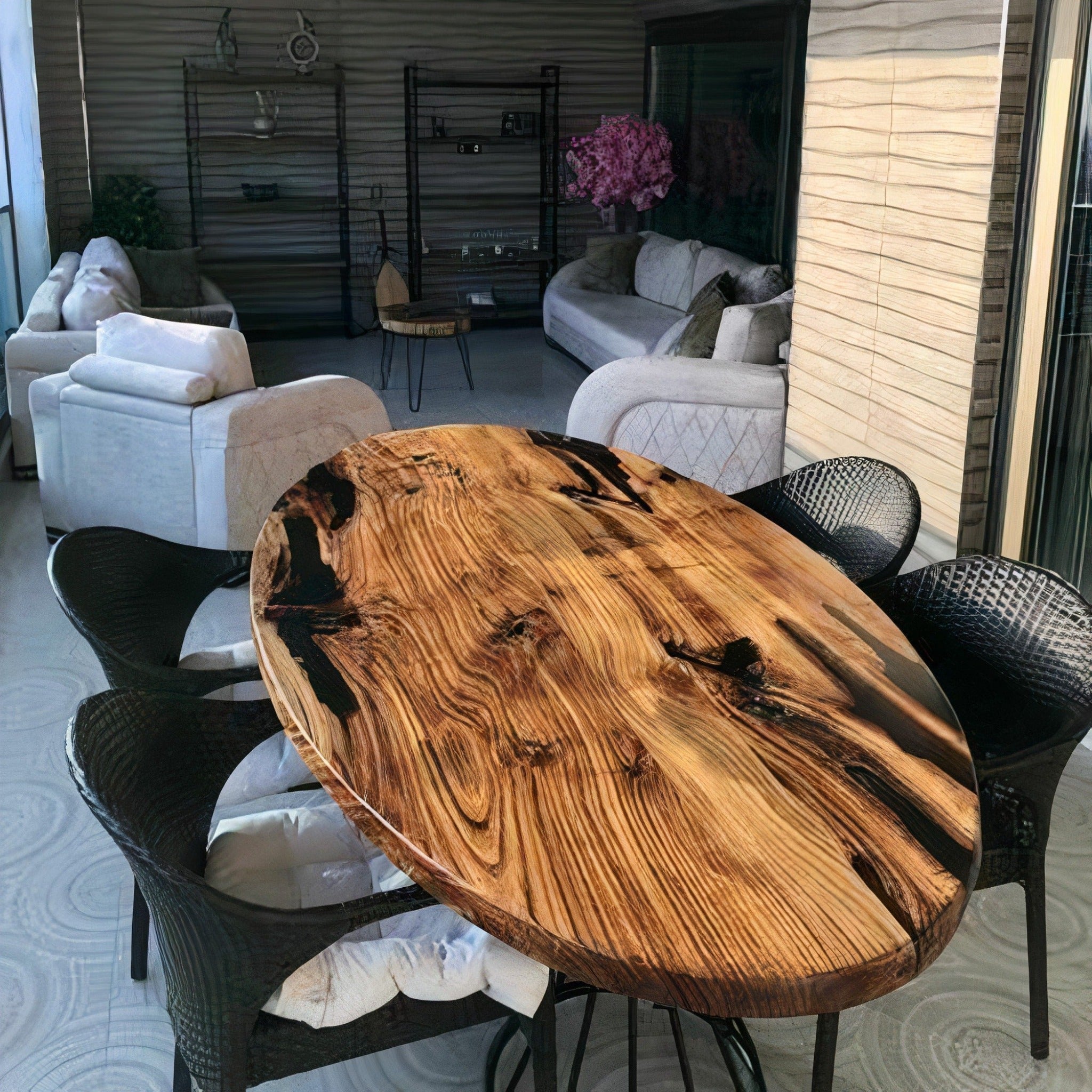 Oval Dining Table | Custom Epoxy Resin Table - Oval dining table - Iron's Custom Wood