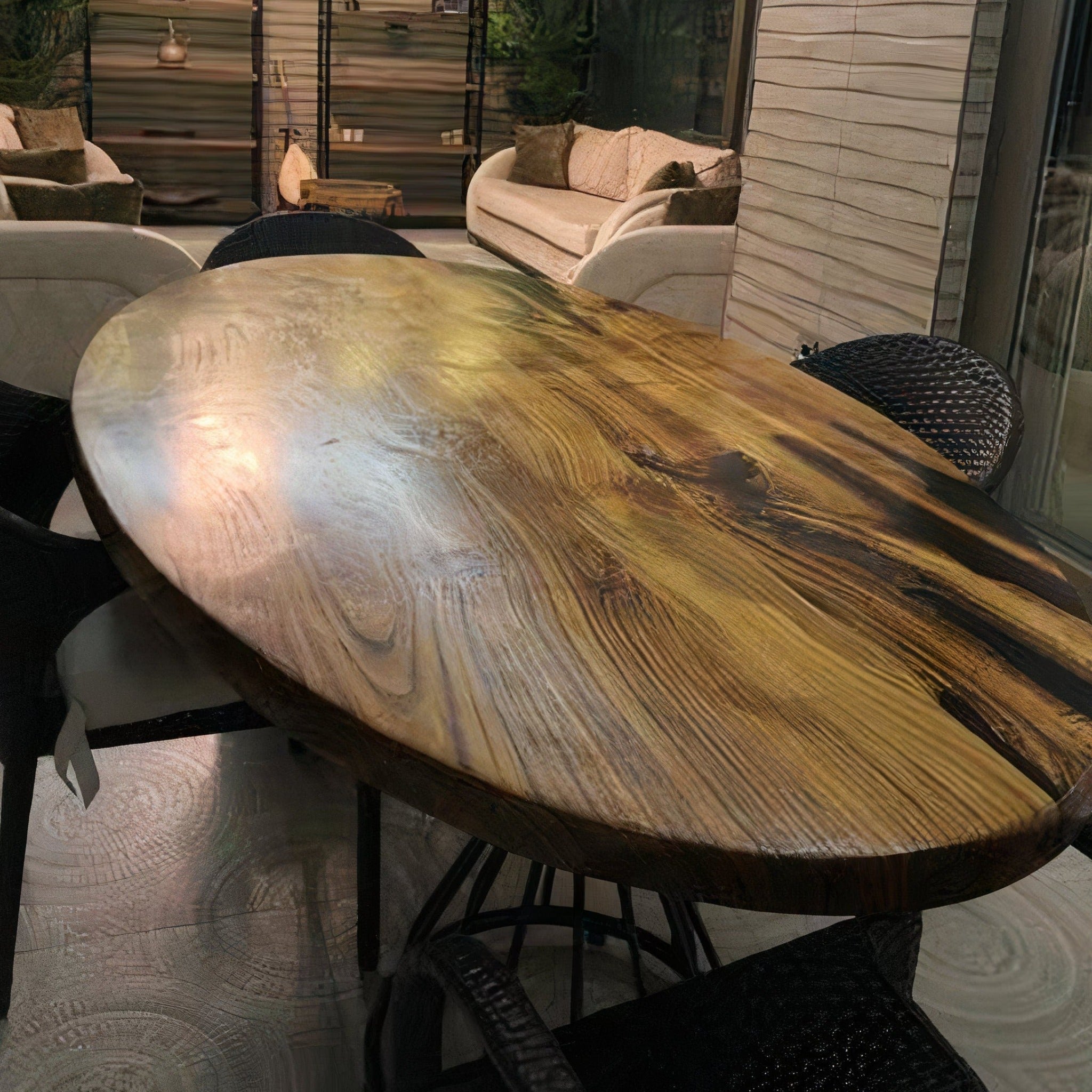 Oval Dining Table | Custom Epoxy Resin Table - Oval dining table - Iron's Custom Wood