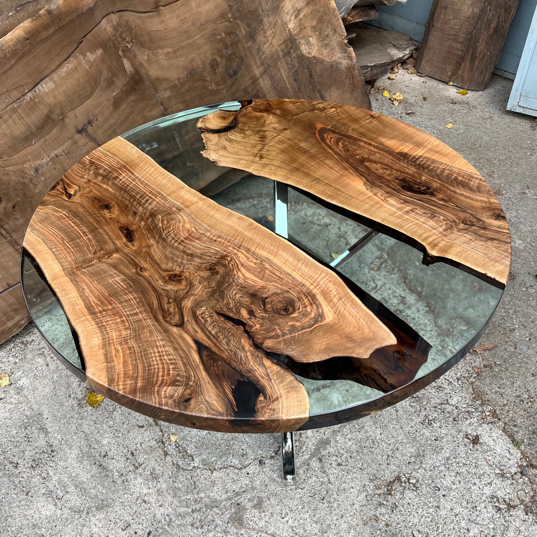 Round Epoxy Wood Dining Table - Coffee Tables - Iron's Custom Wood