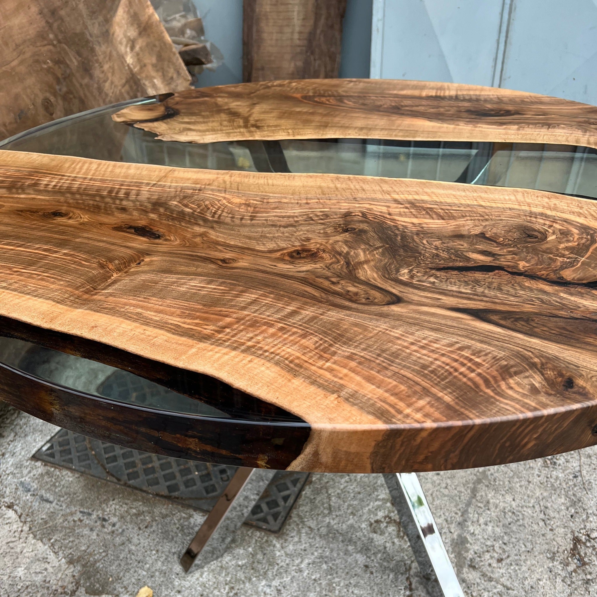 Round Epoxy Wood Dining Table - Coffee Tables - Iron's Custom Wood