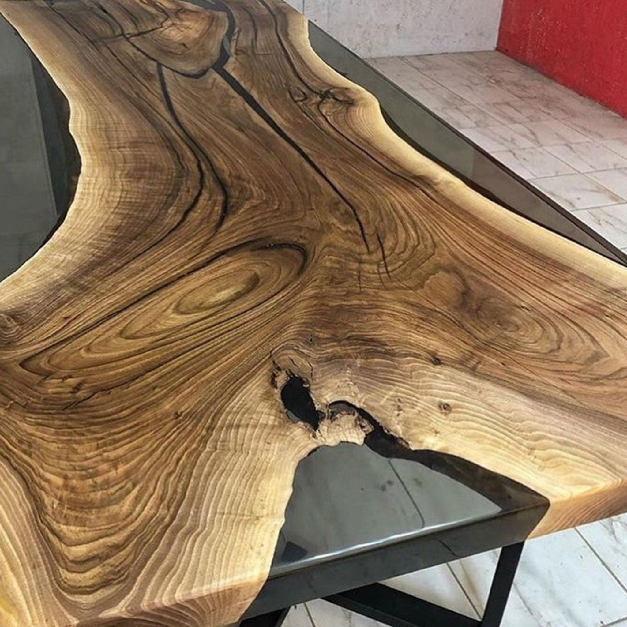 Smoke Epoxy Custom Resin Table - Iron's Custom Wood