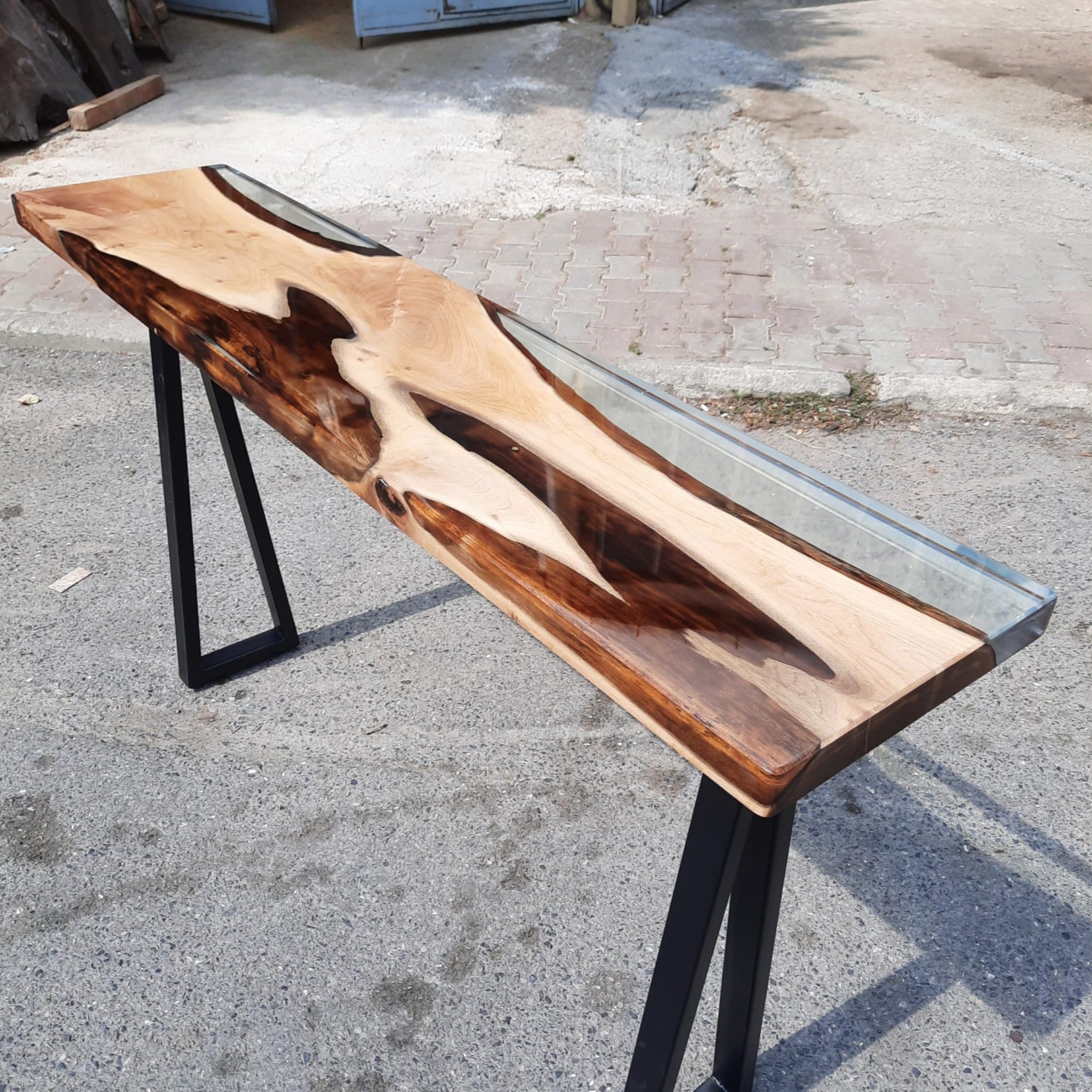 Walnut console table - Console table - Iron's Custom Wood