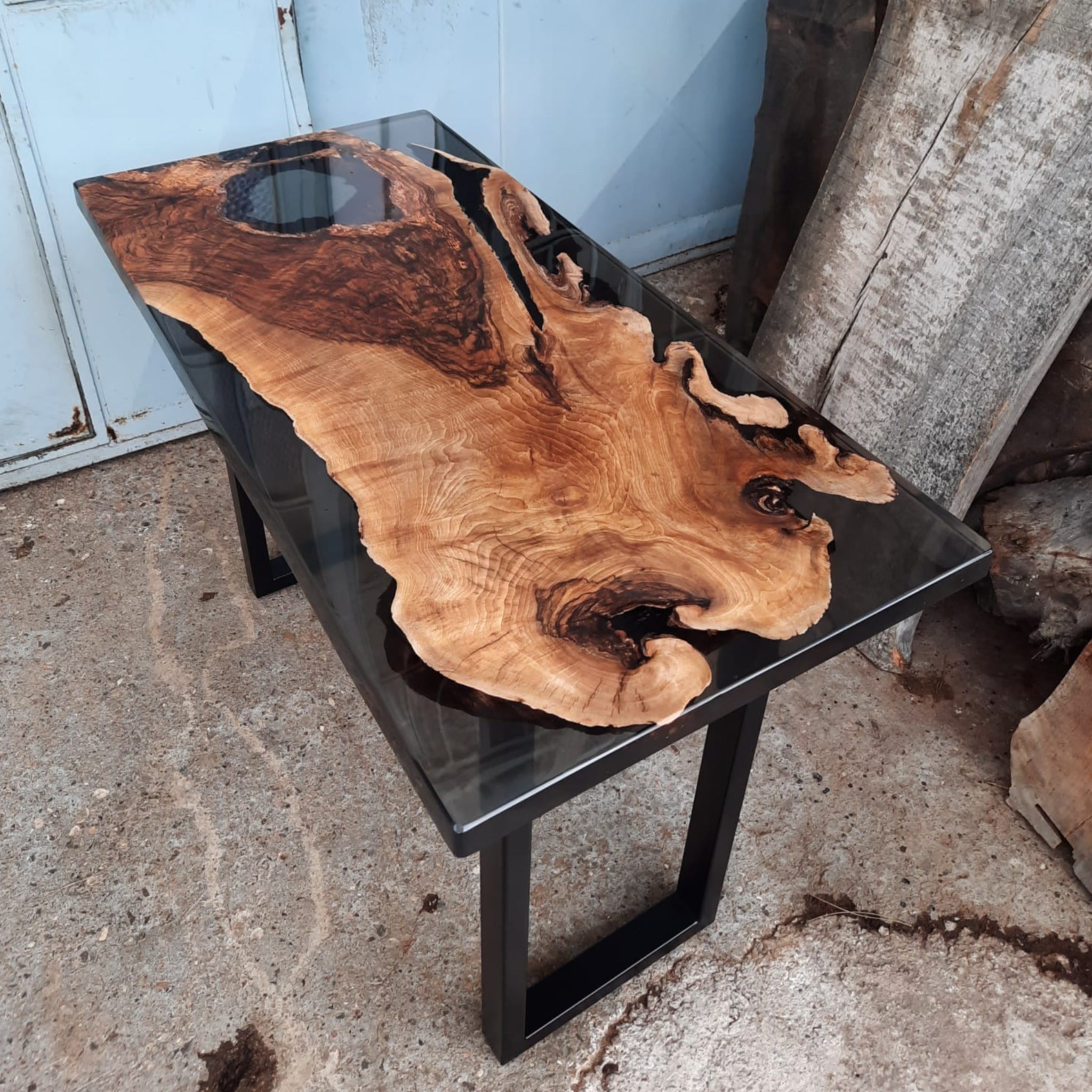 Walnut Epoxy desk Custom Epoxy Resin Table - Iron's Custom Wood