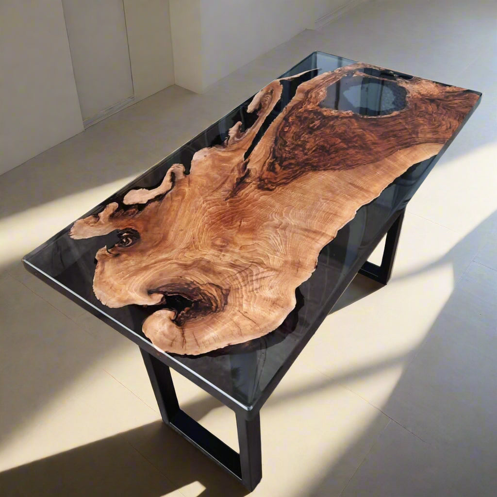 Walnut Epoxy desk Custom Epoxy Resin Table - Iron's Custom Wood