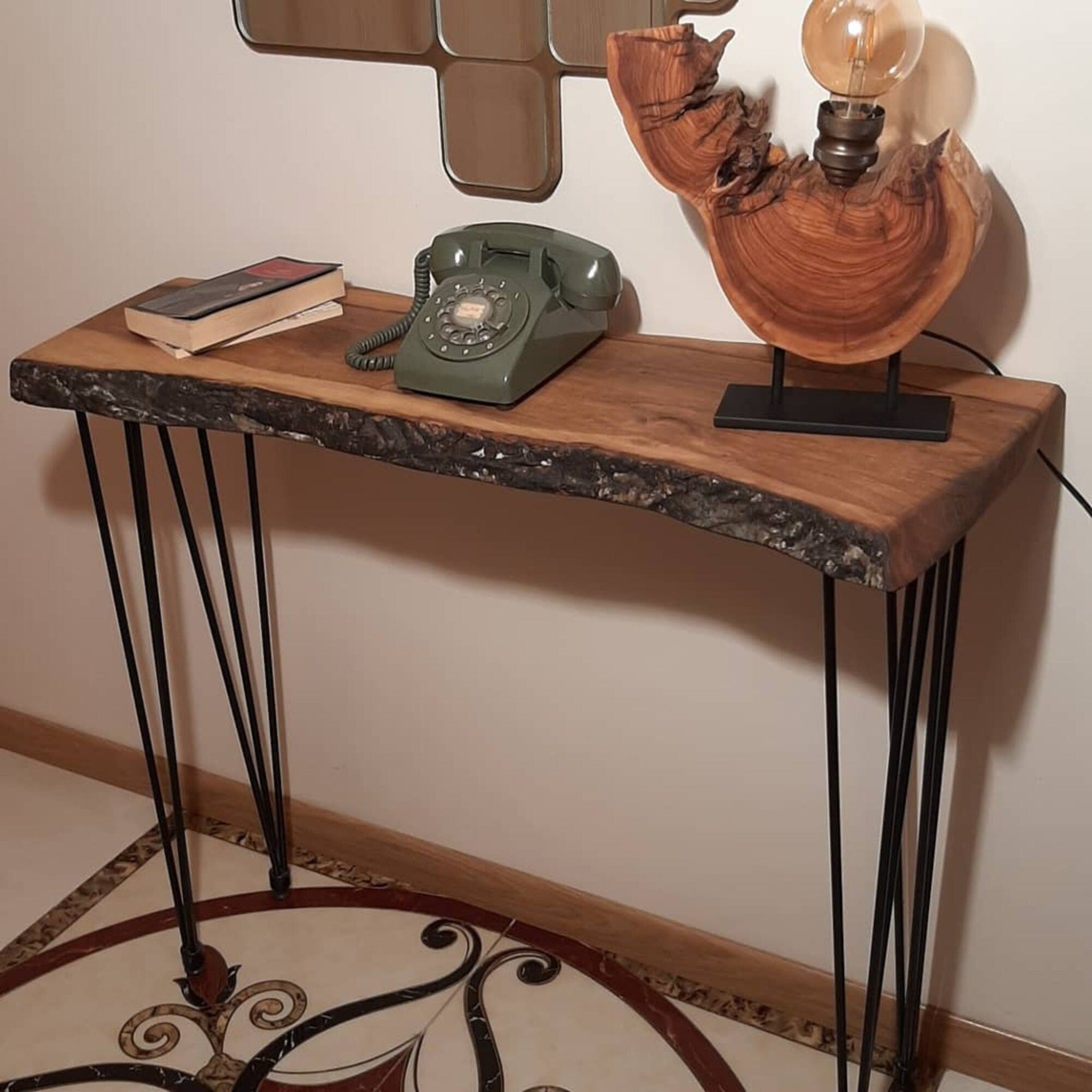 Wood Console Table Custom Live Edge Walnut - Iron's Custom Wood